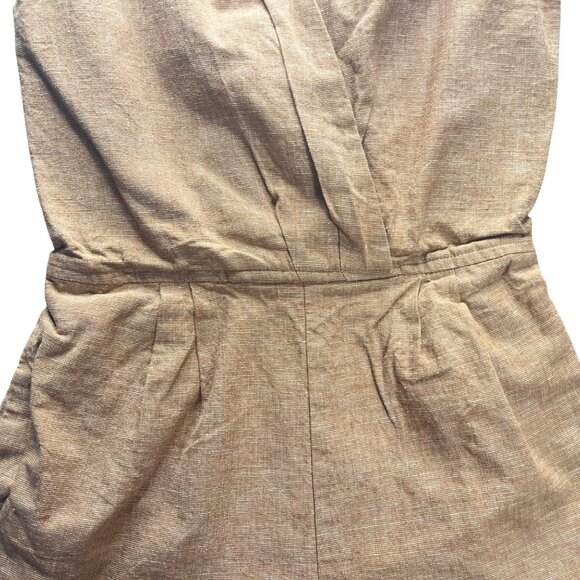 Chico Womens Sleeveless Linen-Blend Wrap Romper S Beige Cambodia - Picture 3 of 11